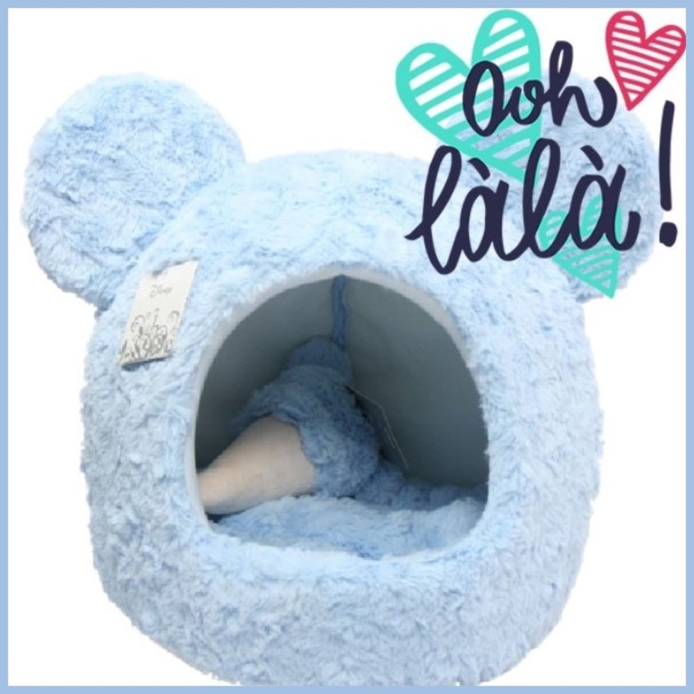 🏰 Disney Mickey Mouse Blue Plush Cat Bed + Toy🐾